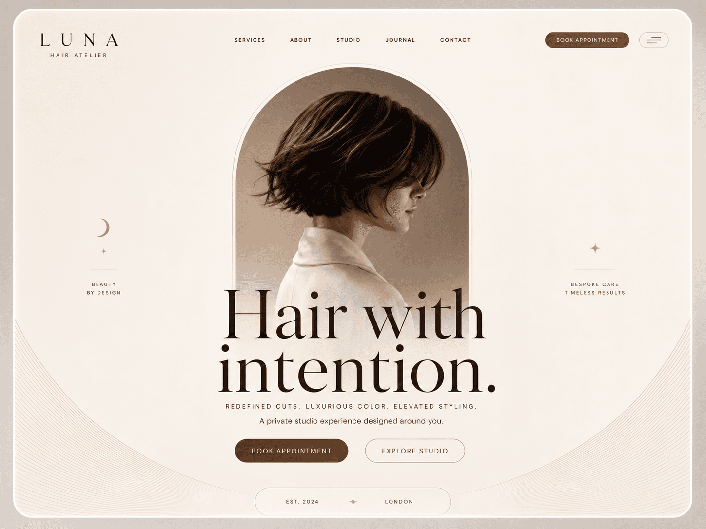 Luna Hair Atelier homepage screenshot
